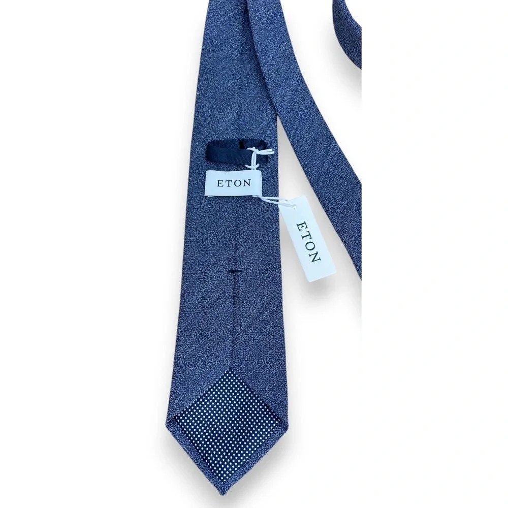 Eton Tie Blue Wool Silk Woven Made in Italy New